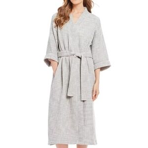 SLEEP SENSE Spa Essentials Gray Turkish Cotton Waffle Knit Self Tie Robe SZ L/XL